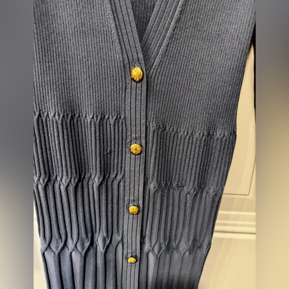 White House Black Mixed Stitch Cardigan w/Gold Buttons Blue - Size XS - Picture 2 of 9